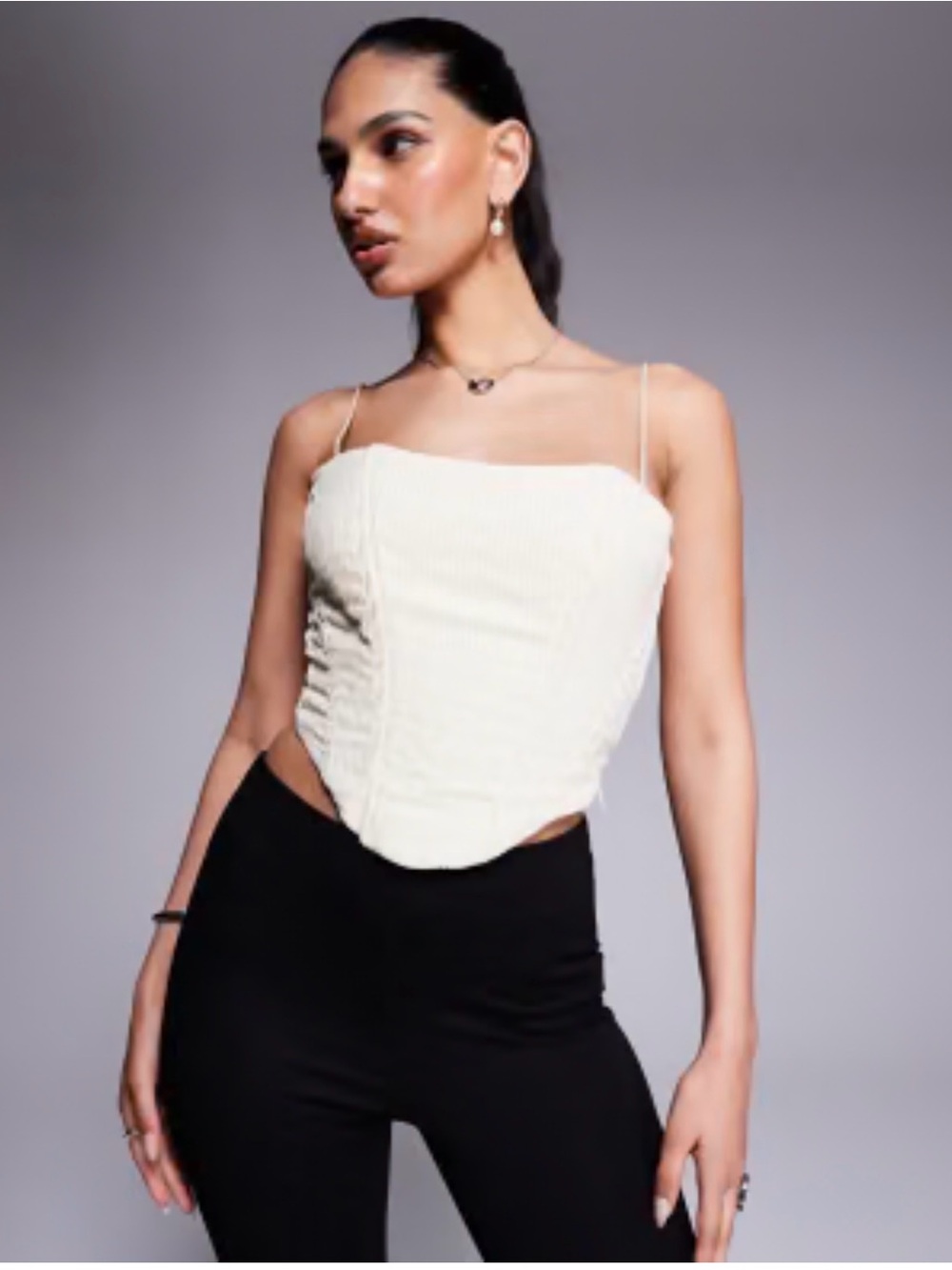 Princess Polly Cream Corset Crop Cami